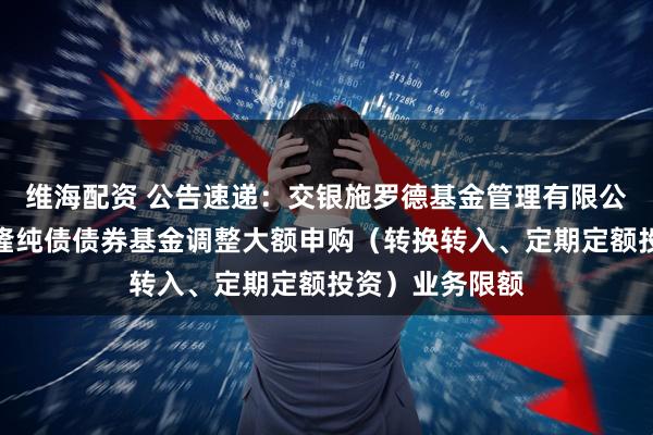 维海配资 公告速递:交银施罗德基金管理有限公司关于交银裕隆纯债债券基金调整大额申购(转换转入、定期定额投资)业务限额